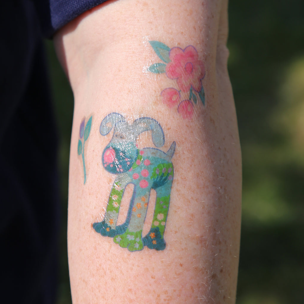 Blossom temporary tattoos on skin. 