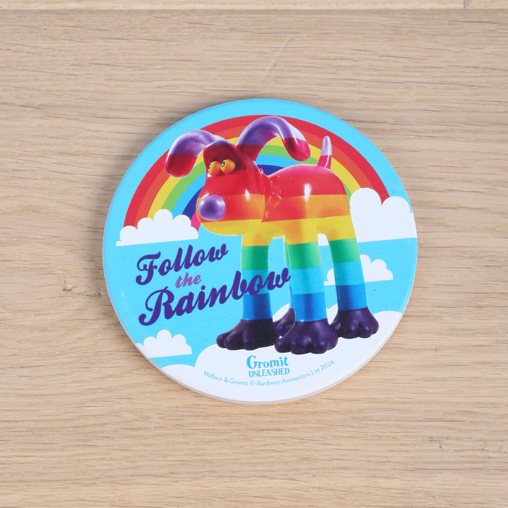 Roger Gromit Rainbow Ceramic Coaster