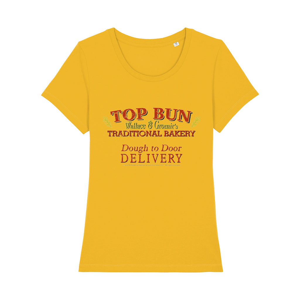 Top Bun Ladies Yellow T-shirt inspired by Aardman's Wallace and Gromit:  A Matter of Loaf and Death 