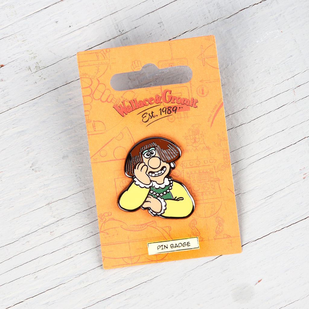 Enamel pin badge of Wendolene from 'A Close Shave'. 