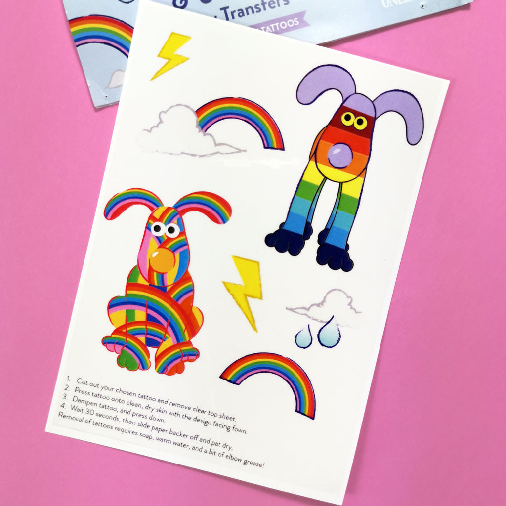 Roger and Toto Temporary Rainbow Tattoos
