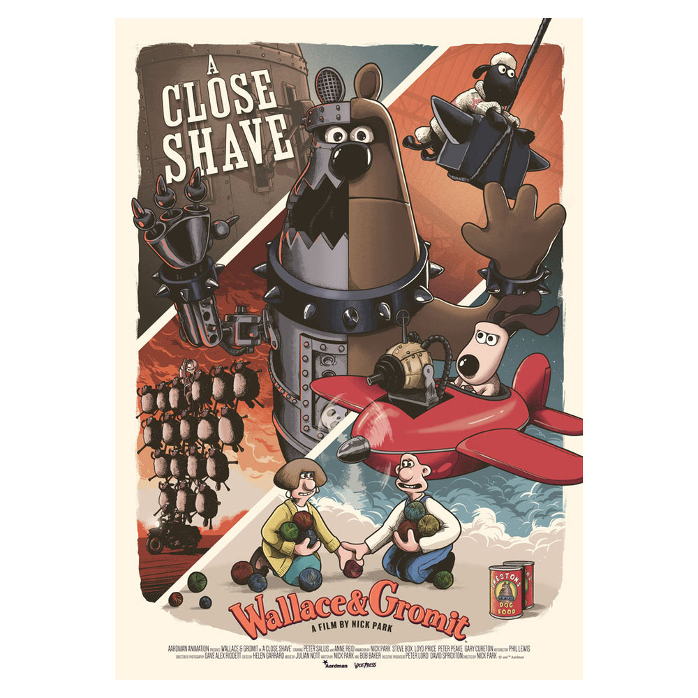 Aardman A Close Shave Wallace and Gromit movie fine art print 