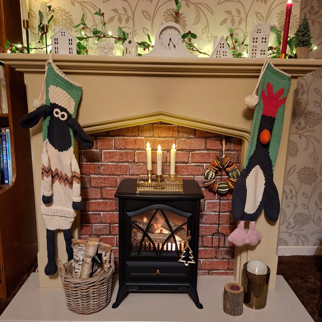 Hand Knitted Wallace and Gromit Christmas Stockings
