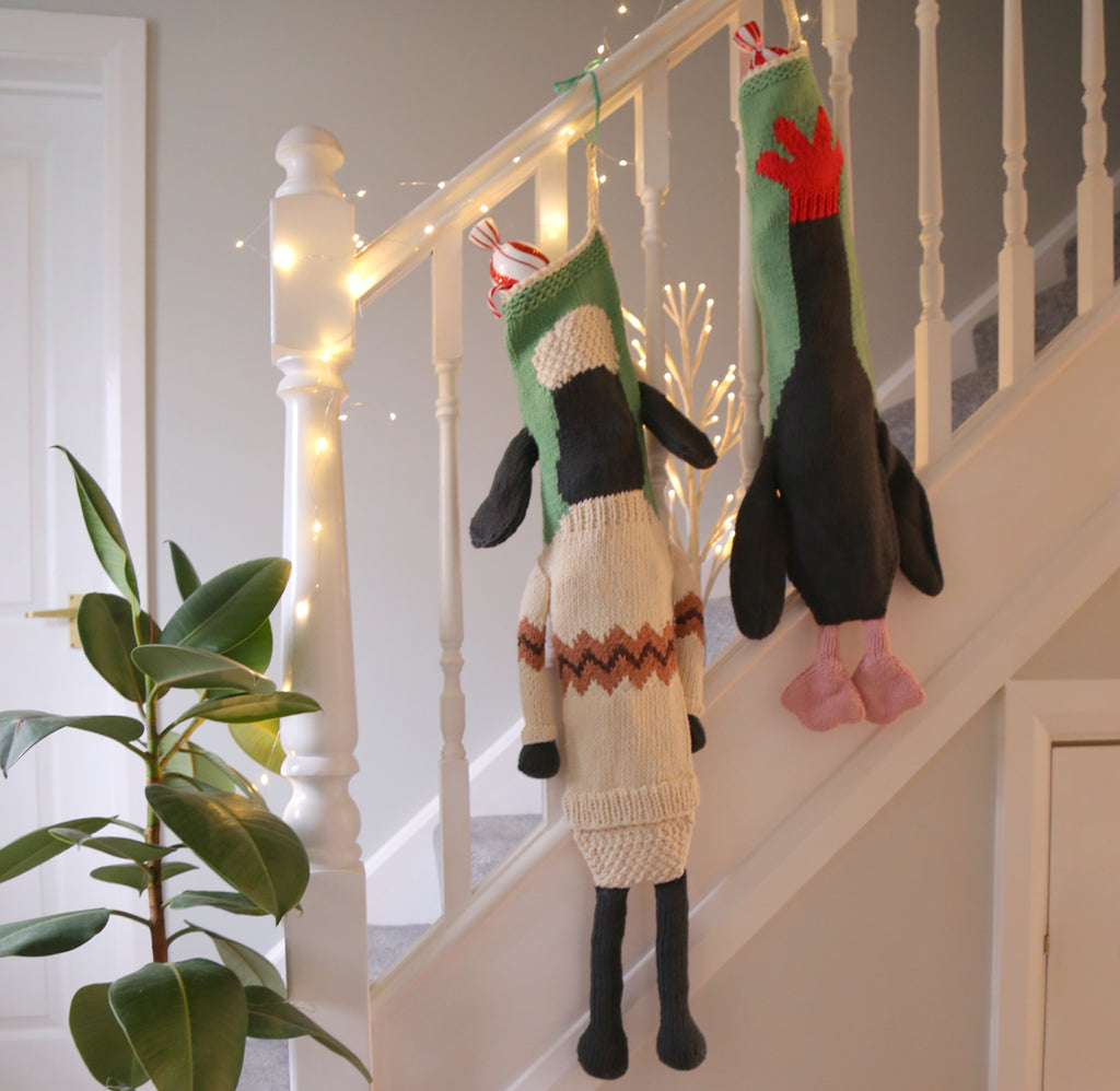 Hand Knitted Wallace and Gromit Christmas Stockings