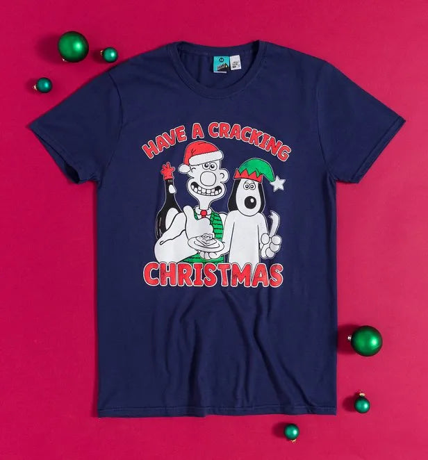 Wallace and Gromit Have A Cracking Christmas Navy T-shirt
