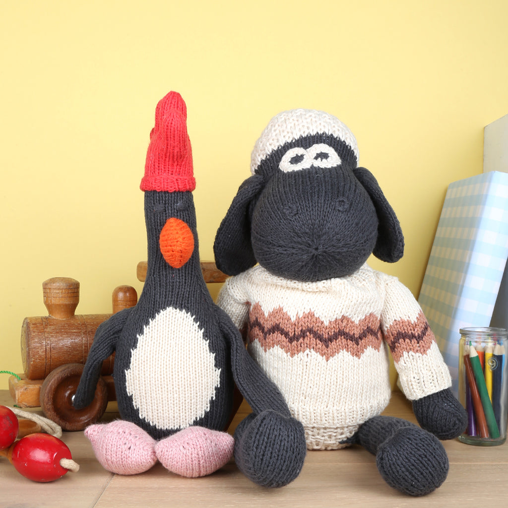 Knitted Shaun The Sheep and Feathers McGraw Plush