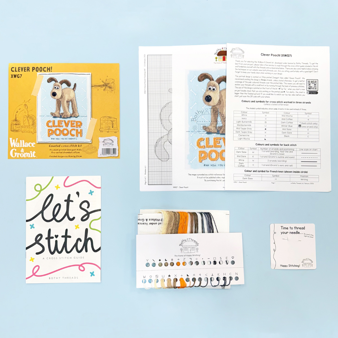 Wallace & Gromit 'Clever Pooch' Cross Stitch Kit – Gromit Unleashed Shop