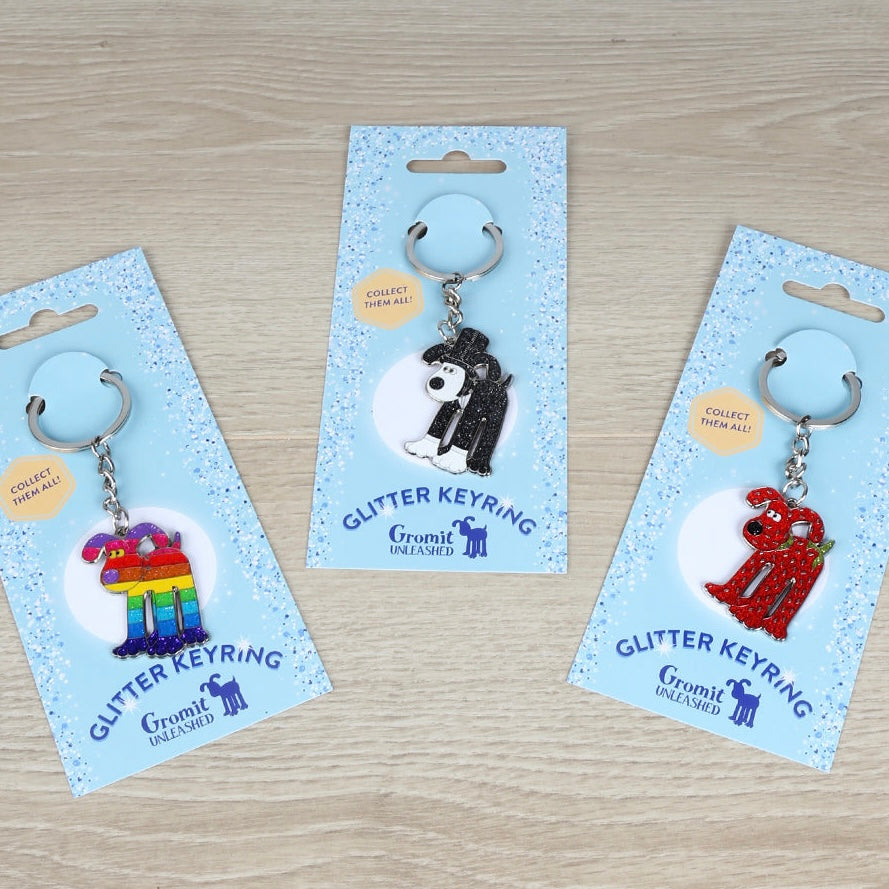 Gromit Unleashed Sculpture Glitter Keyring