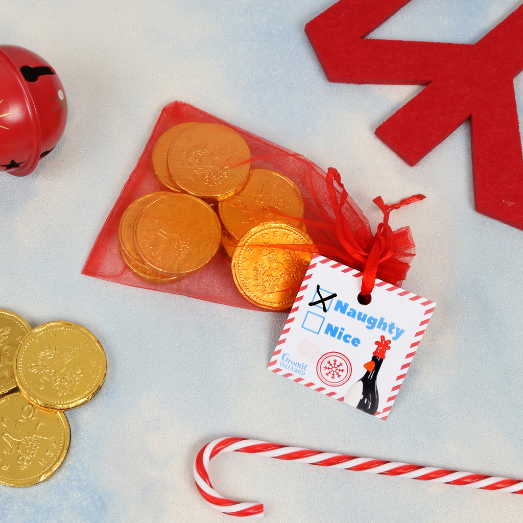 Feathers McGraw 'Naughty or Nice' Bag of Chocolate Coins