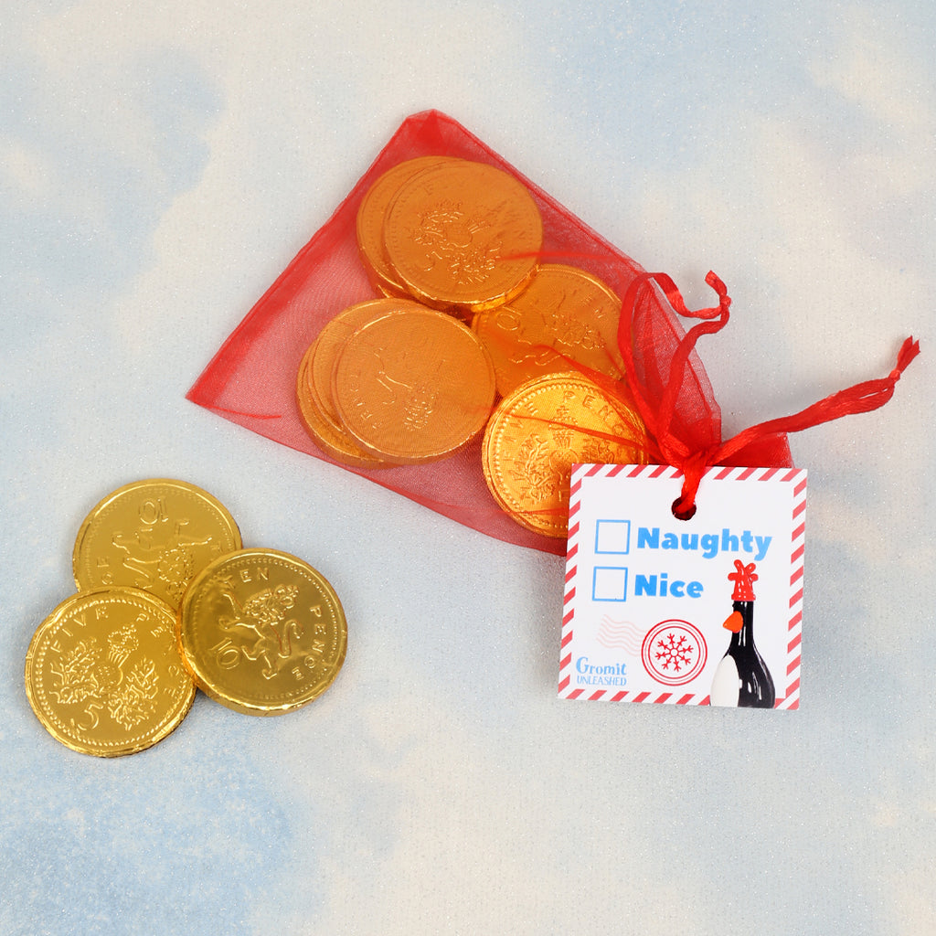 Feathers McGraw 'Naughty or Nice' Bag of Chocolate Coins