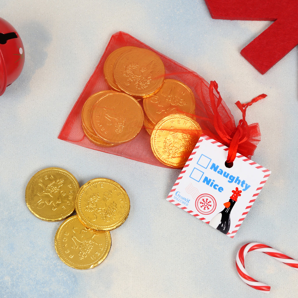 Feathers McGraw 'Naughty or Nice' Bag of Chocolate Coins