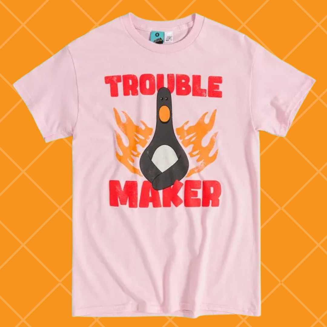 Feathers McGraw 'Trouble Maker' T-Shirt – Gromit Unleashed Shop