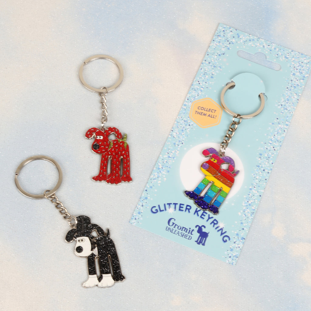 Gromit Unleashed Sculpture Glitter Keyring