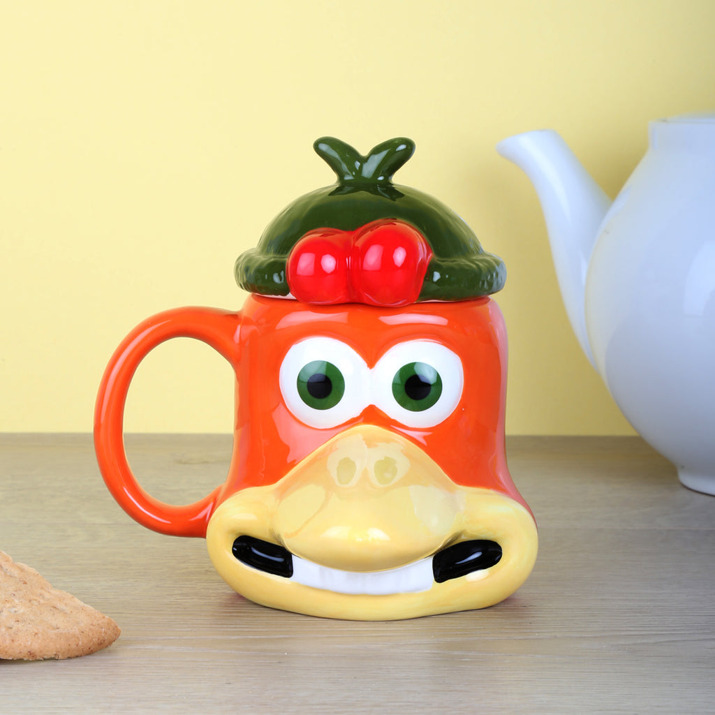 Ginger Chicken Run Head Mug With Lid