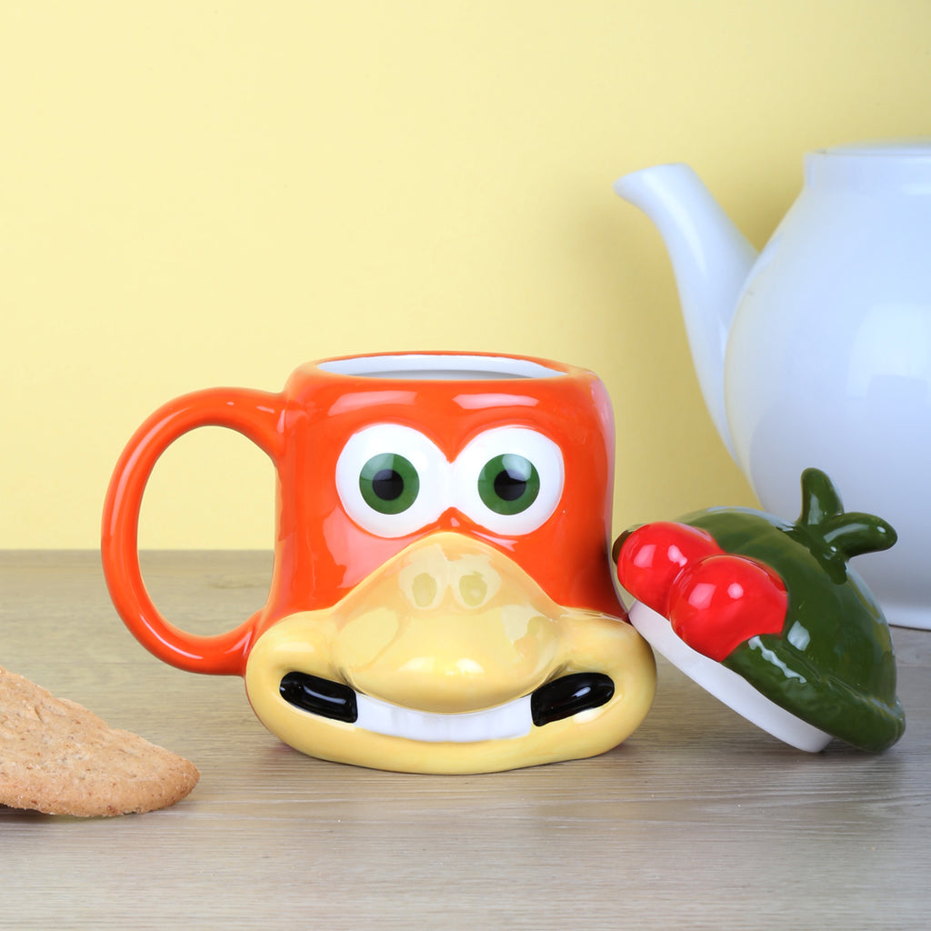 Ginger Chicken Run Head Mug With Lid