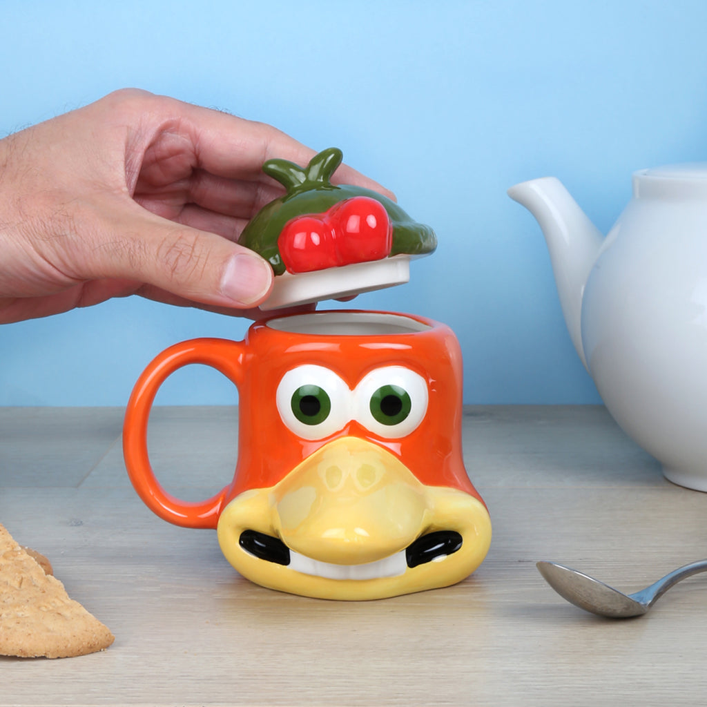 Ginger Chicken Run Head Mug With Lid