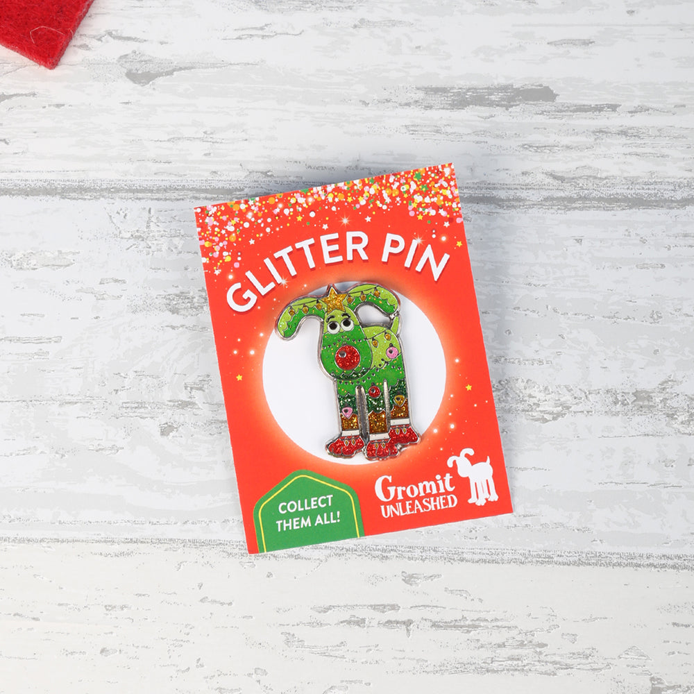 Christmas Sculpture Glitter Pin Badges