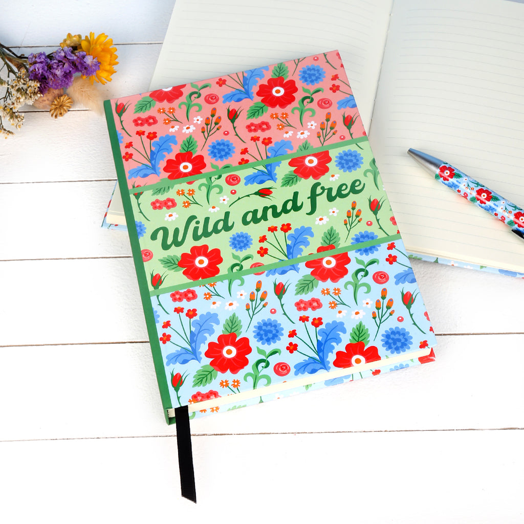 Wild and Free floral hardback notebook
