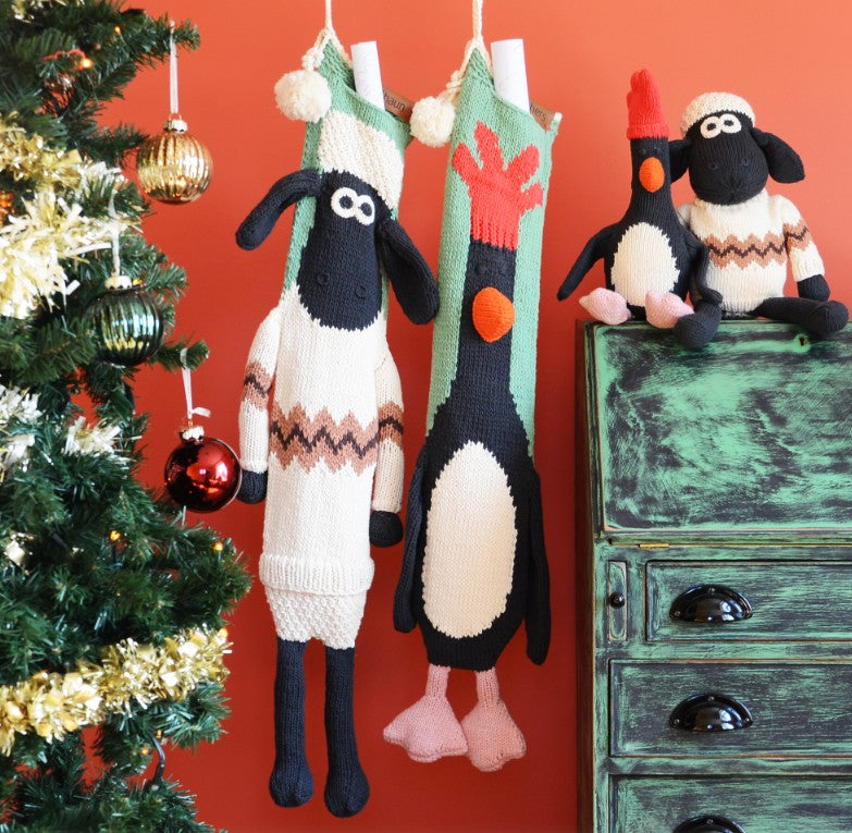 Hand Knitted Wallace and Gromit Christmas Stockings