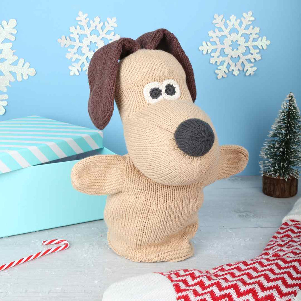 Knitted Gromit Hand Puppet