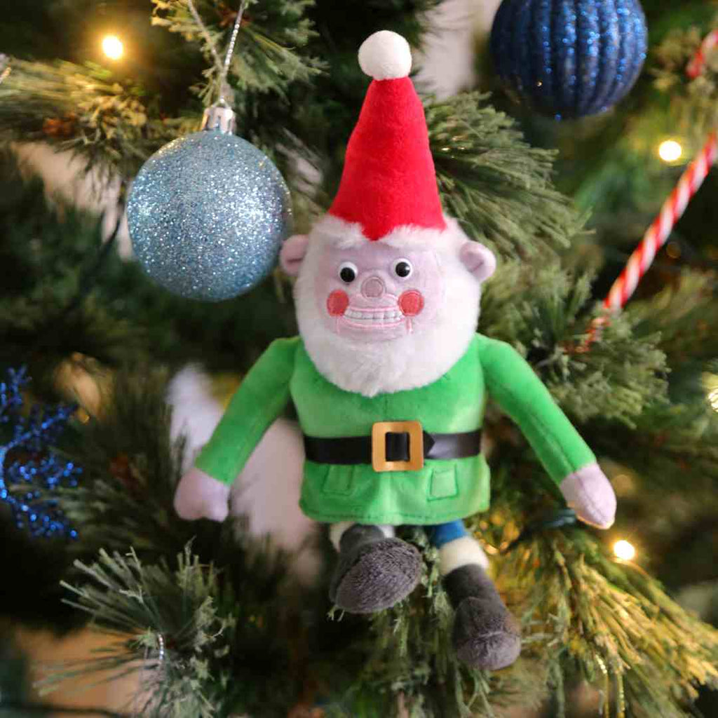 Norbot keychain on a Christmas tree surrounded by baubles 