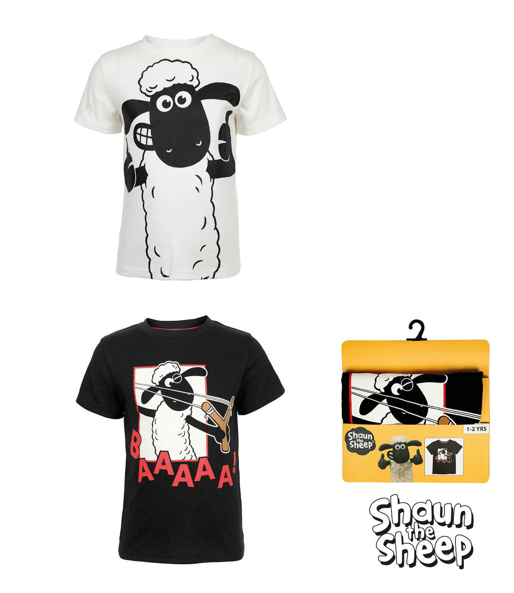 Shaun the Sheep Children's T-Shirt Black or Cream