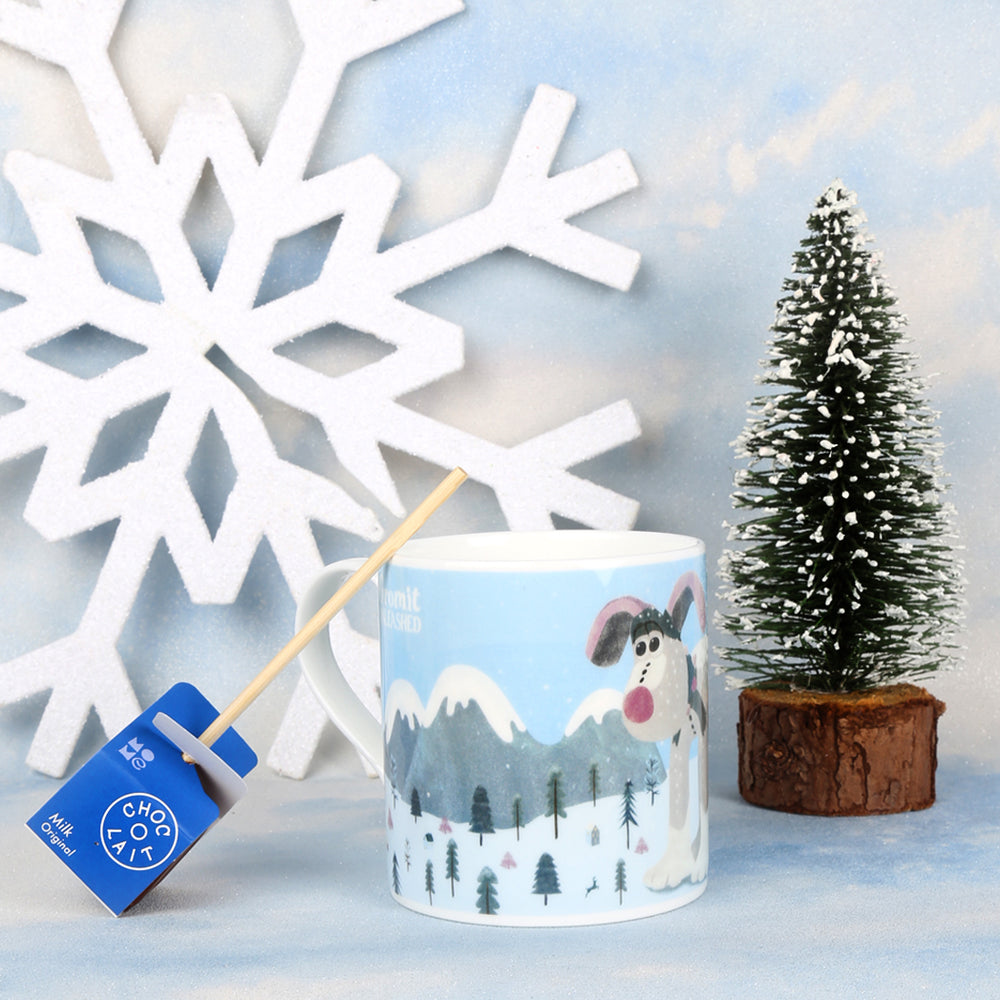 The Snow Gromit Fine China Mug & Hot Chocolate Stirrer