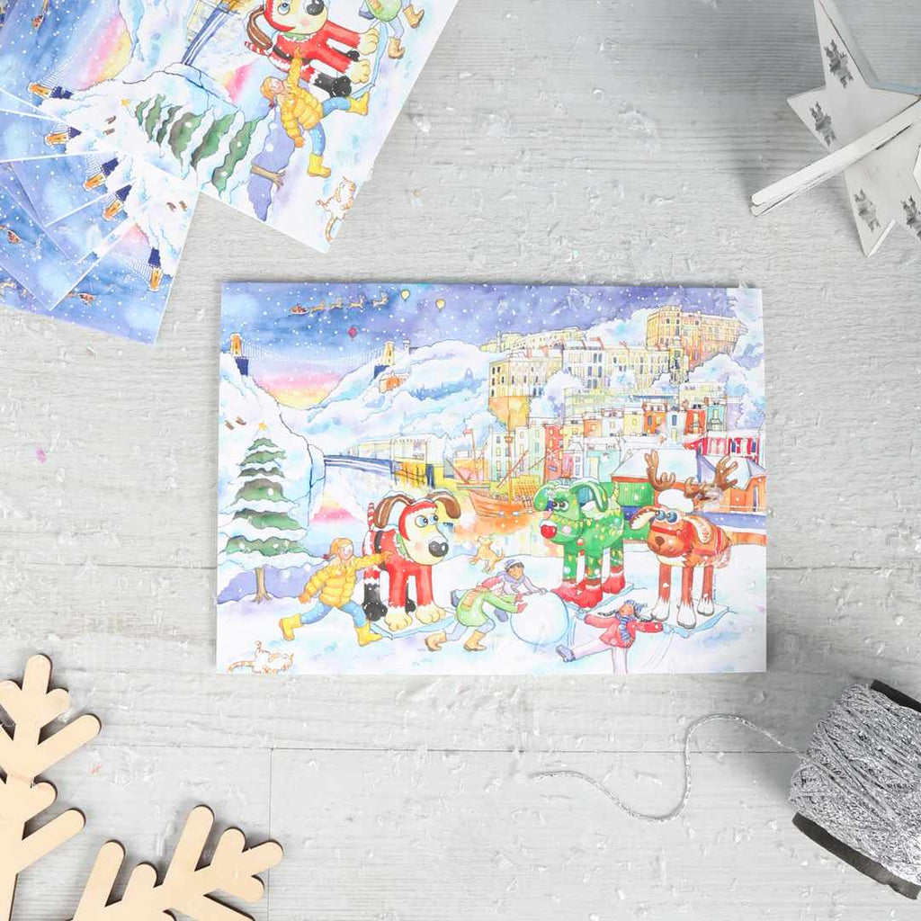 Snowy Sculpture Scene Christmas Card 8 Pack