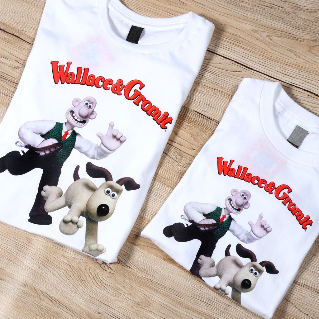 Wallace & Gromit Leaping White T-Shirt
