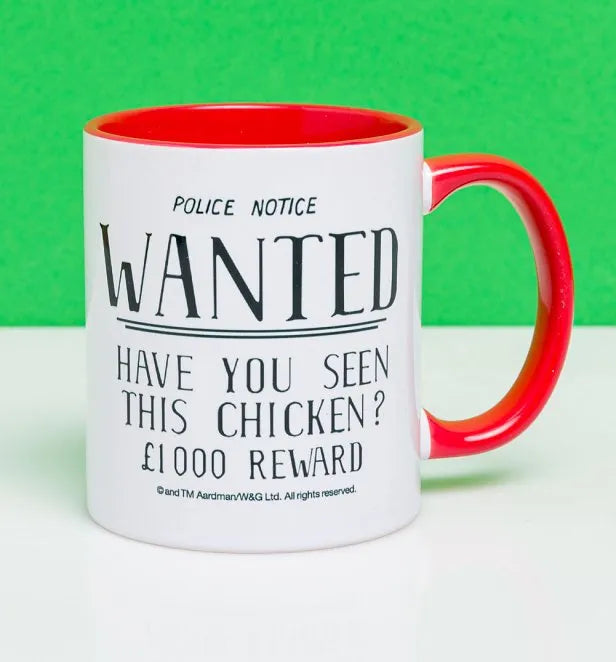 Have You Seen This Chicken? Feathers McGraw Red Mug Gromit Unleashed Shop