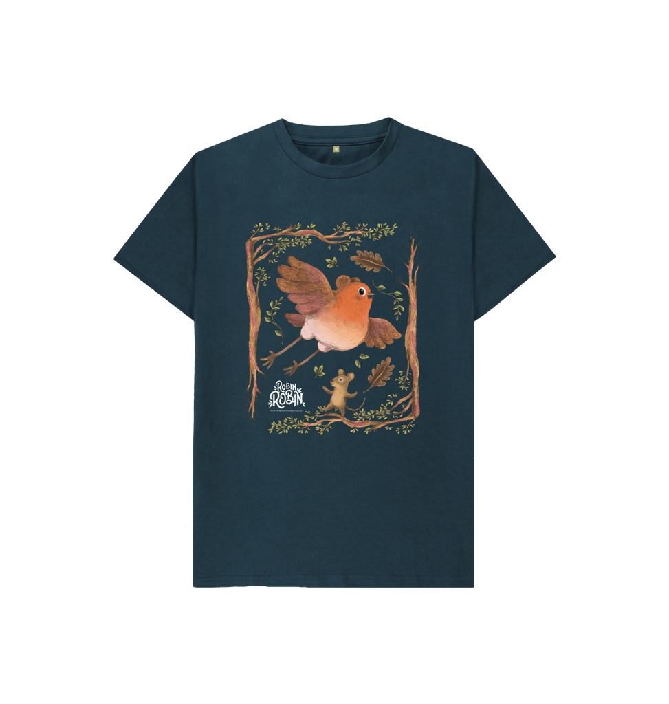 Denim Blue In the trees, Robin Robin - Children's T-shirt