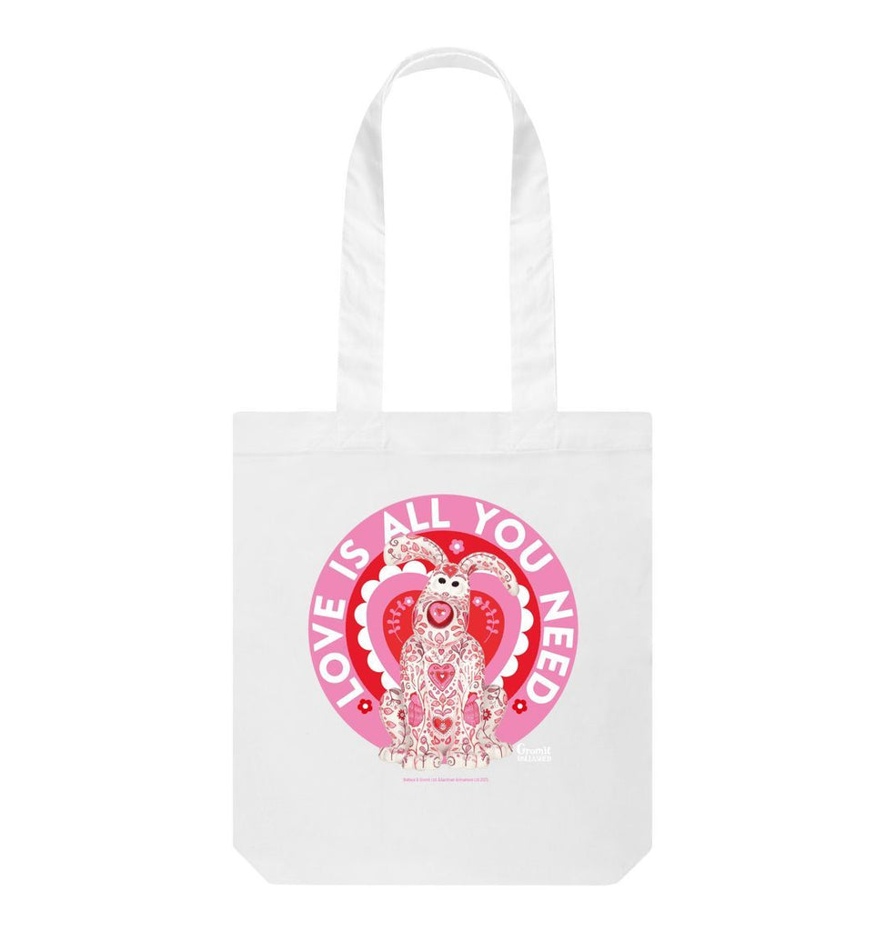 White Cupid Love is all you need tote bag Gromit - print on demand