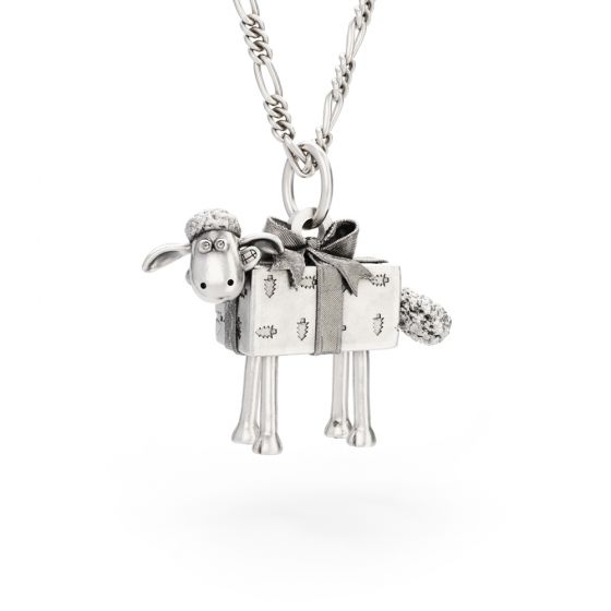 Sterling Silver Shaun the Sheep Present Necklace