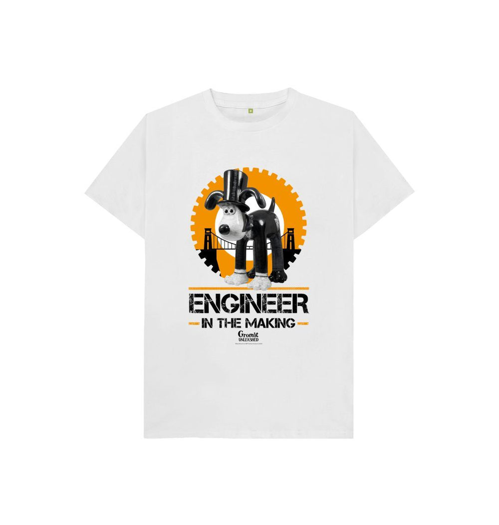 White Children's T-shirt Engineer in the making. Features the Gromit Unleashed Isambark Kingdog Brunel