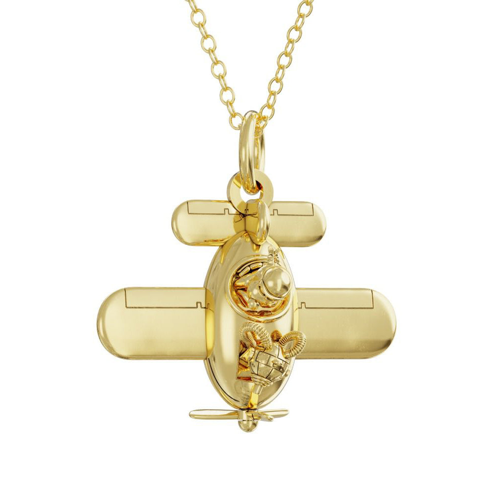 Gromit Plane 18ct Gold Vermeil Necklace