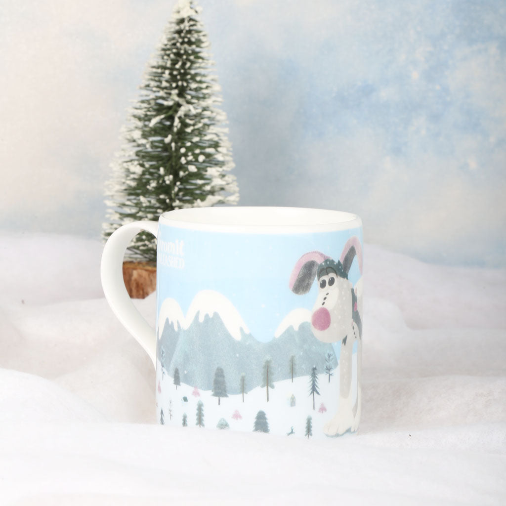 The Snow Gromit Fine China Mug & Hot Chocolate Stirrer