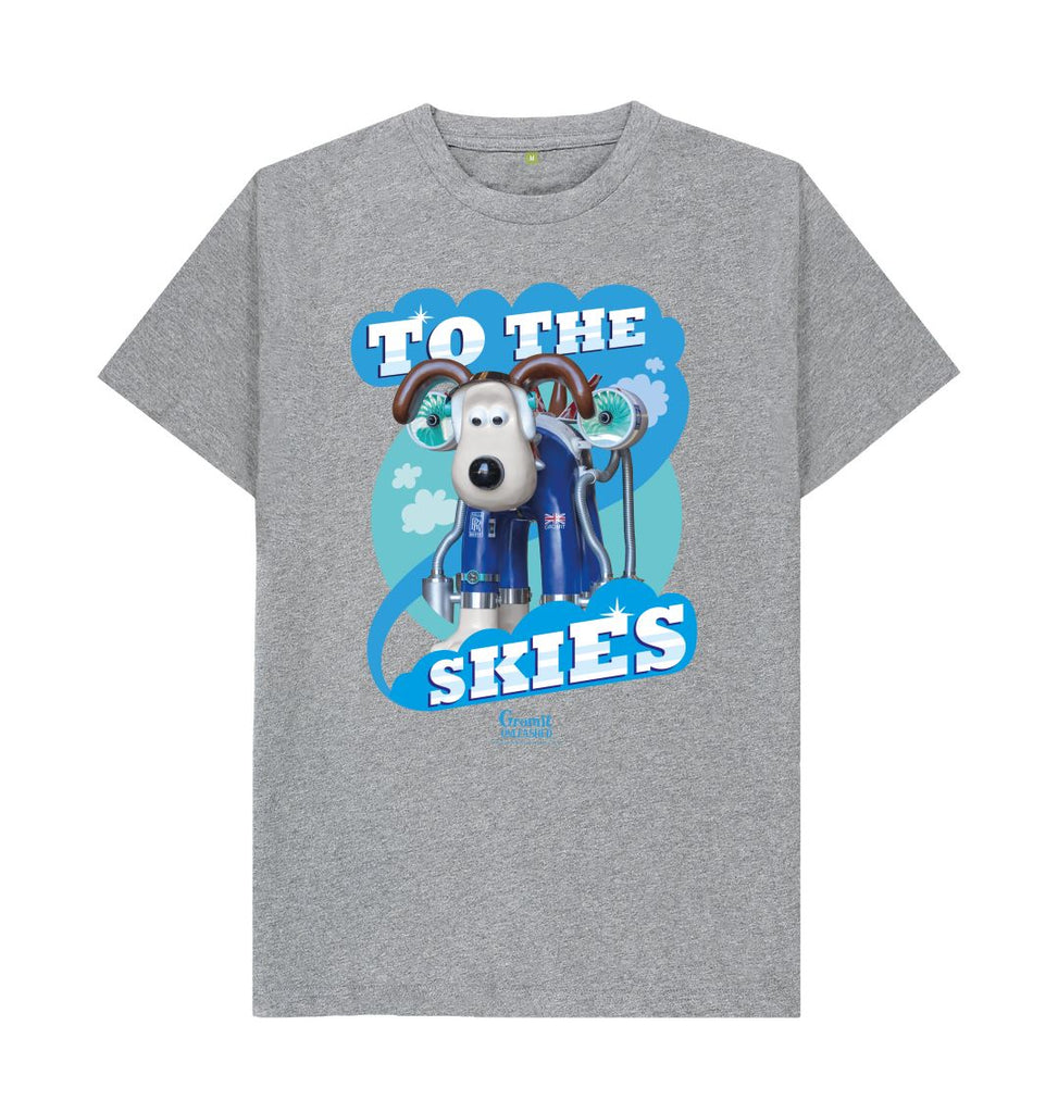 Grey t-shirt featuring Gromit from Wallace & Gromit as a Rolls Royce jet plane