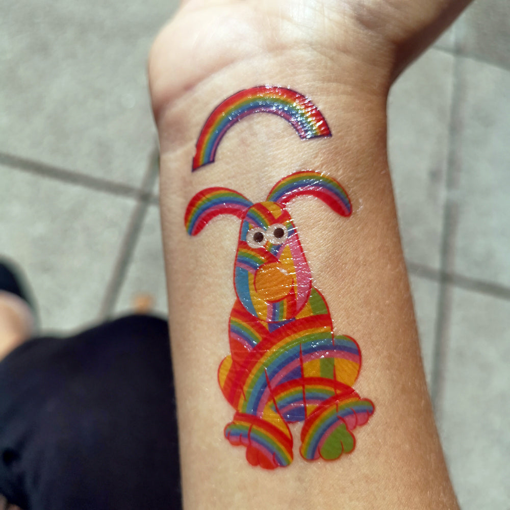 Roger and Toto Temporary Rainbow Tattoos